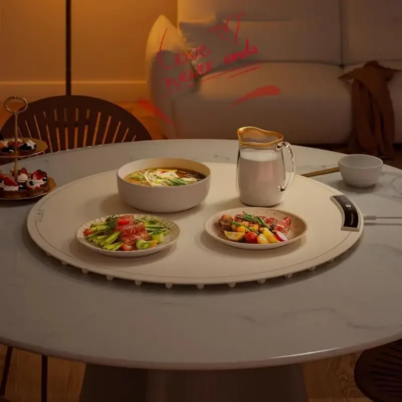 FDLAI 전기 식품 워머, 원형 68cm 500W 220V 소프트 롤 접이식 보관 식품 워머 플레이트, 가열 테이블 매트 절연 보드