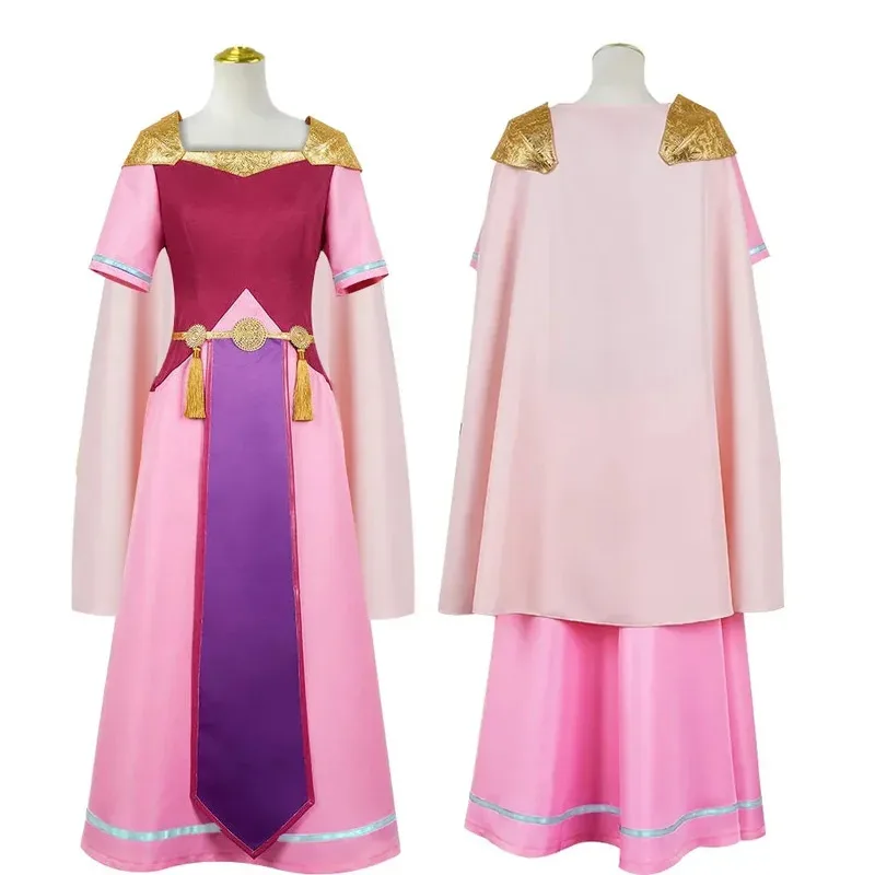 Pink Princess Dress Cosplay Zelda Custume Wig Game Echoes of Wisdom Women Dress Cloak Outfit Halloween Christmas Stage Costumes