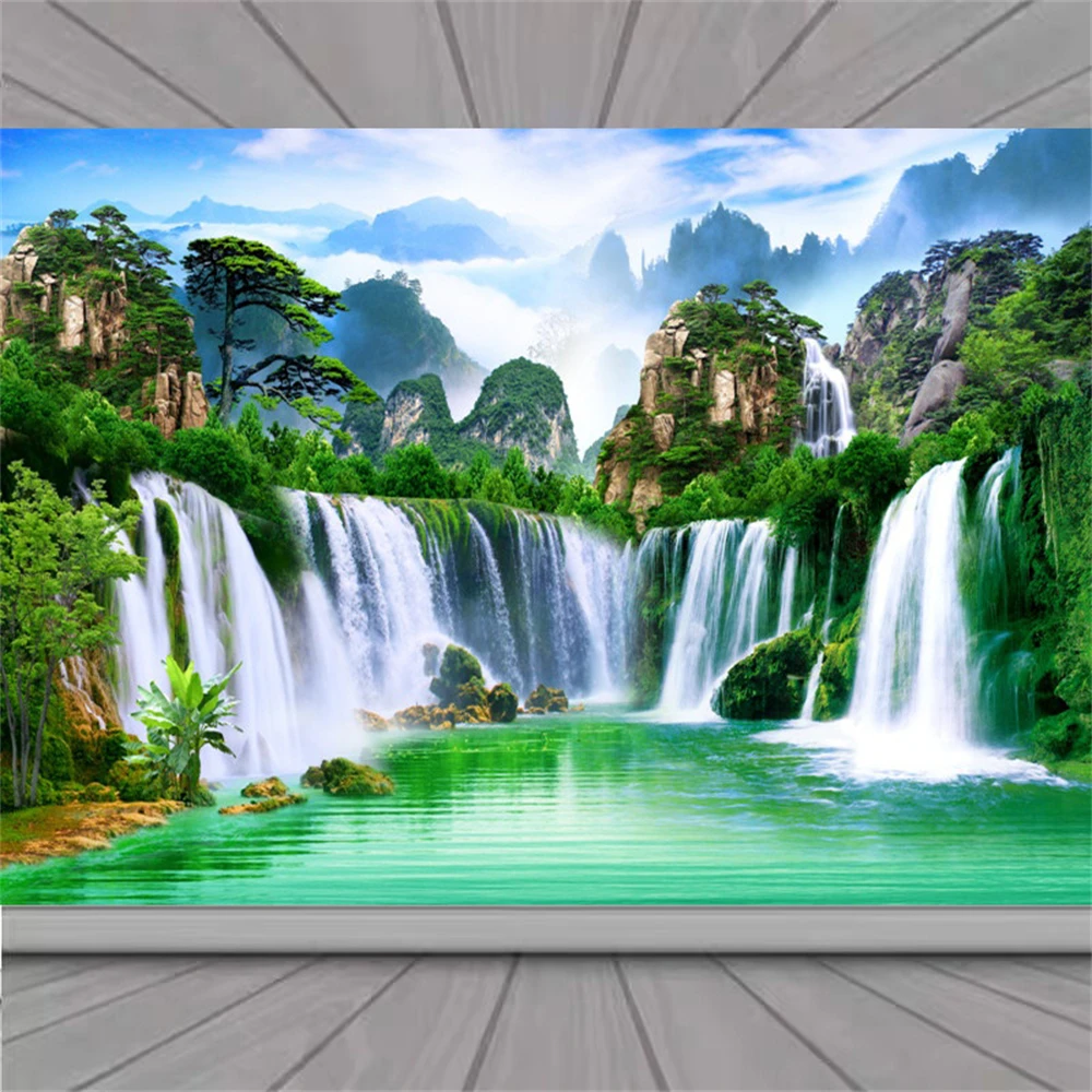 Custom photo wall paper mural painting background wallpaper mural wallpaper for living room TV falls 3D papel de parede Stickers