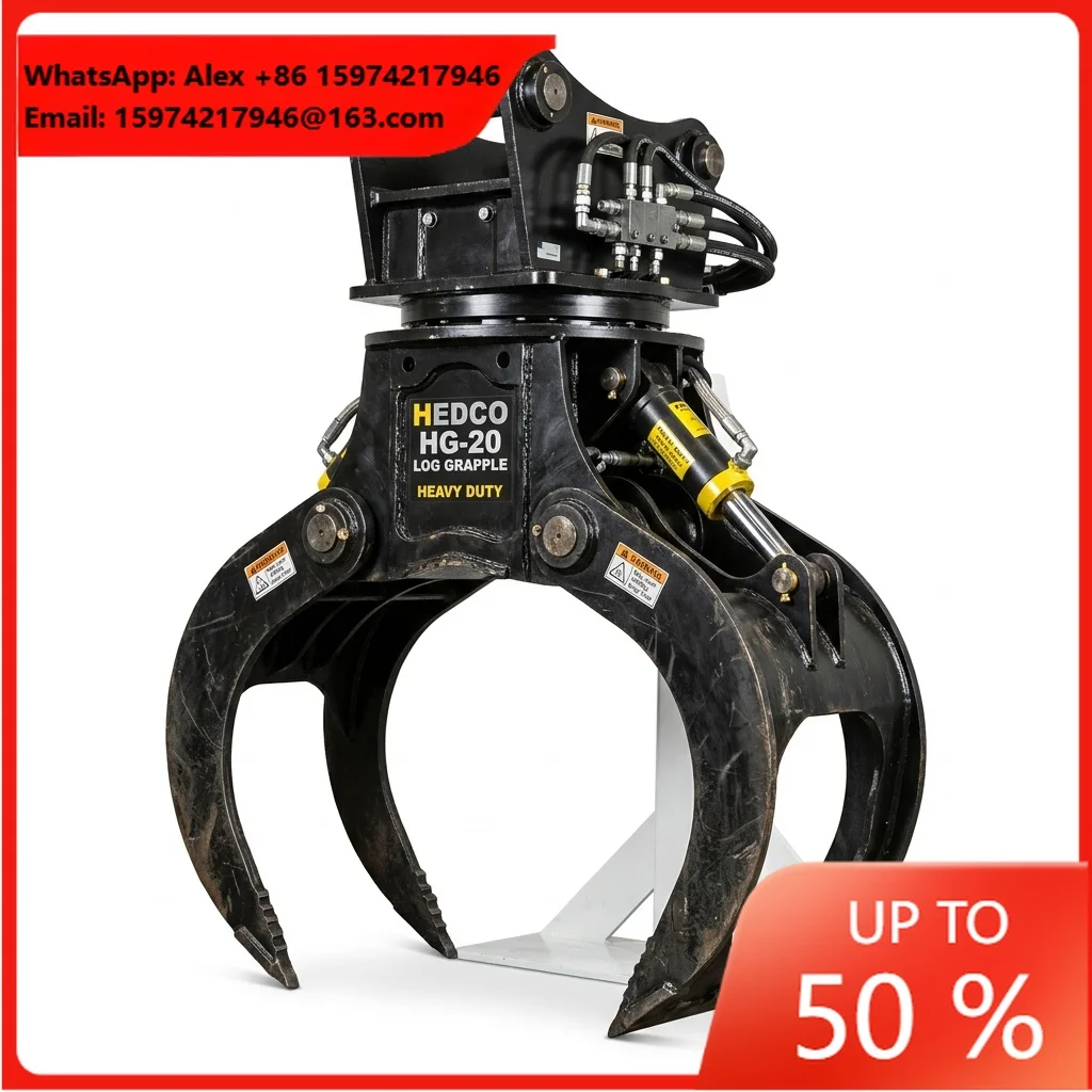 Hydraulic Log Grapple Attachment For 0.8-2.5 Ton Mini Excavator Rotating Wood Stone Grapple For Forestry