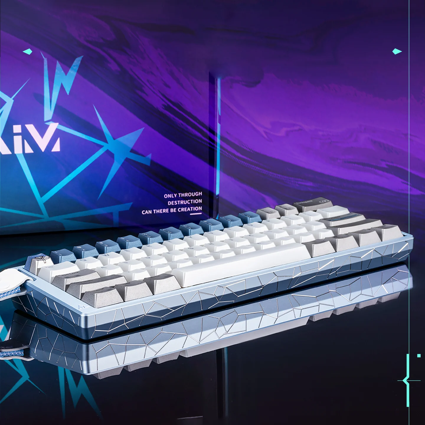 GameZone AIM60 Ice Crack Aluminum Keyboard Kit For Wooting 60HE+ Support GATERON Magnetic Jade Series Customized For EsportsGame