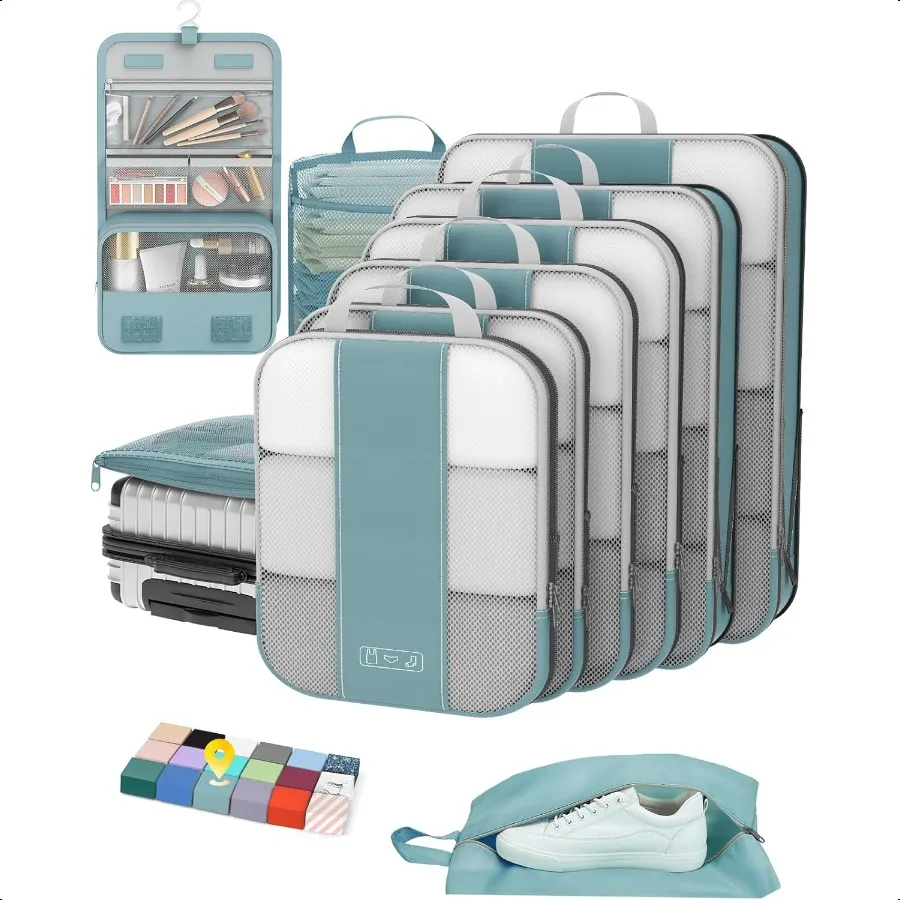 

10 Set Comprion Packing Cubes for Travel entialsComprible Expandable Packing Cubes for Suitcase Lage Organizer Bags for Travel