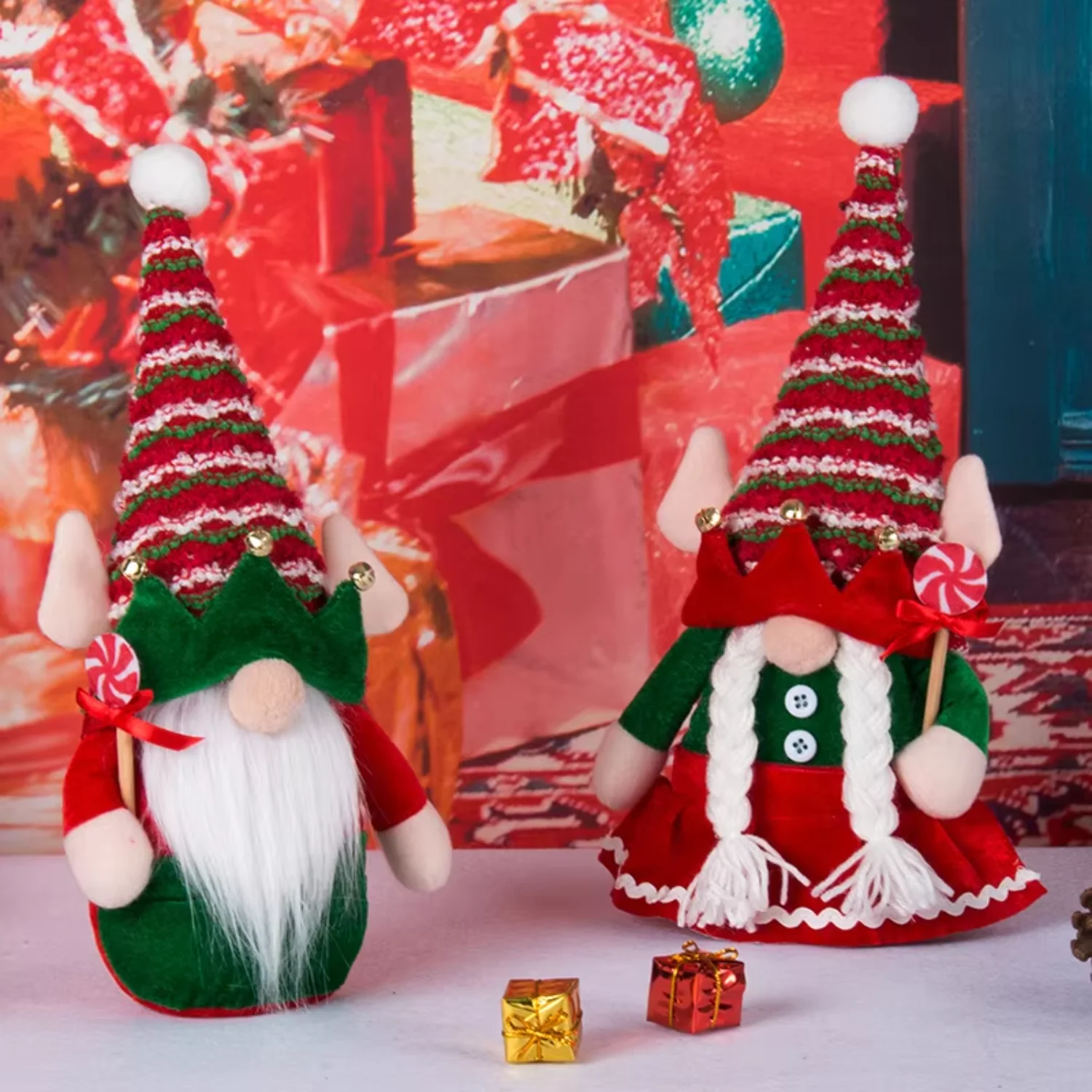 Maimai alta qualidade de luxo novos amantes elfo boneca ornamentos papai noel boneca sem rosto decorações natal gnome decorações