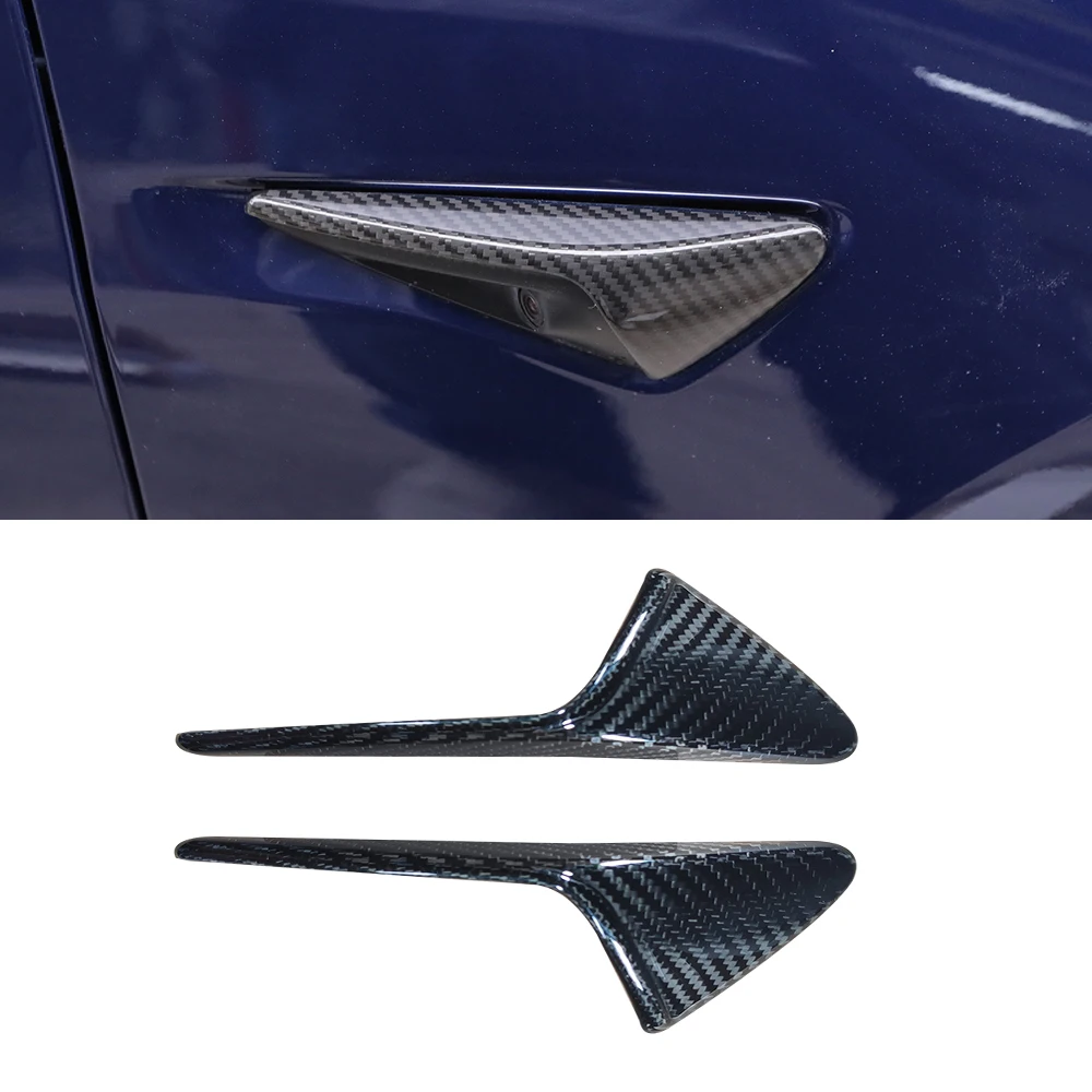 

For Tesla Model 3 Model Y Side Camera Protection Cover Real Dry Carbon Fiber Fender Trim Cover Car Accessories 2020-2023