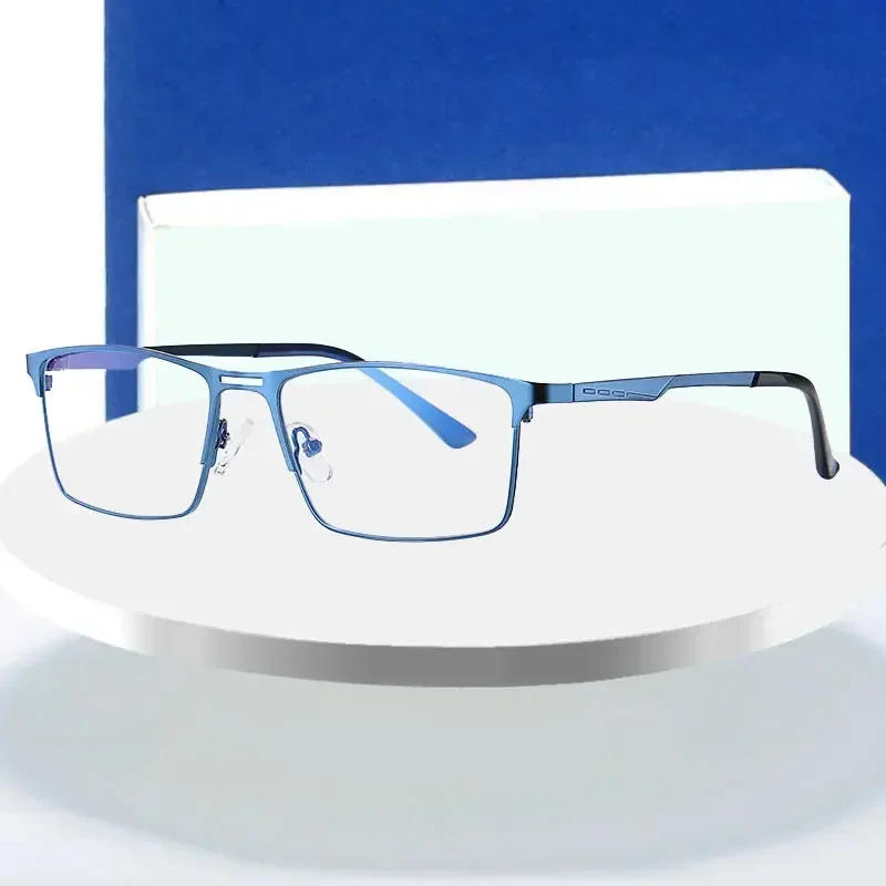 Men's Full Rim Metal Optical Eyeglasses Anti-Blue Light Business Style Customizable Myopia Lenses Fashionable New Arrival