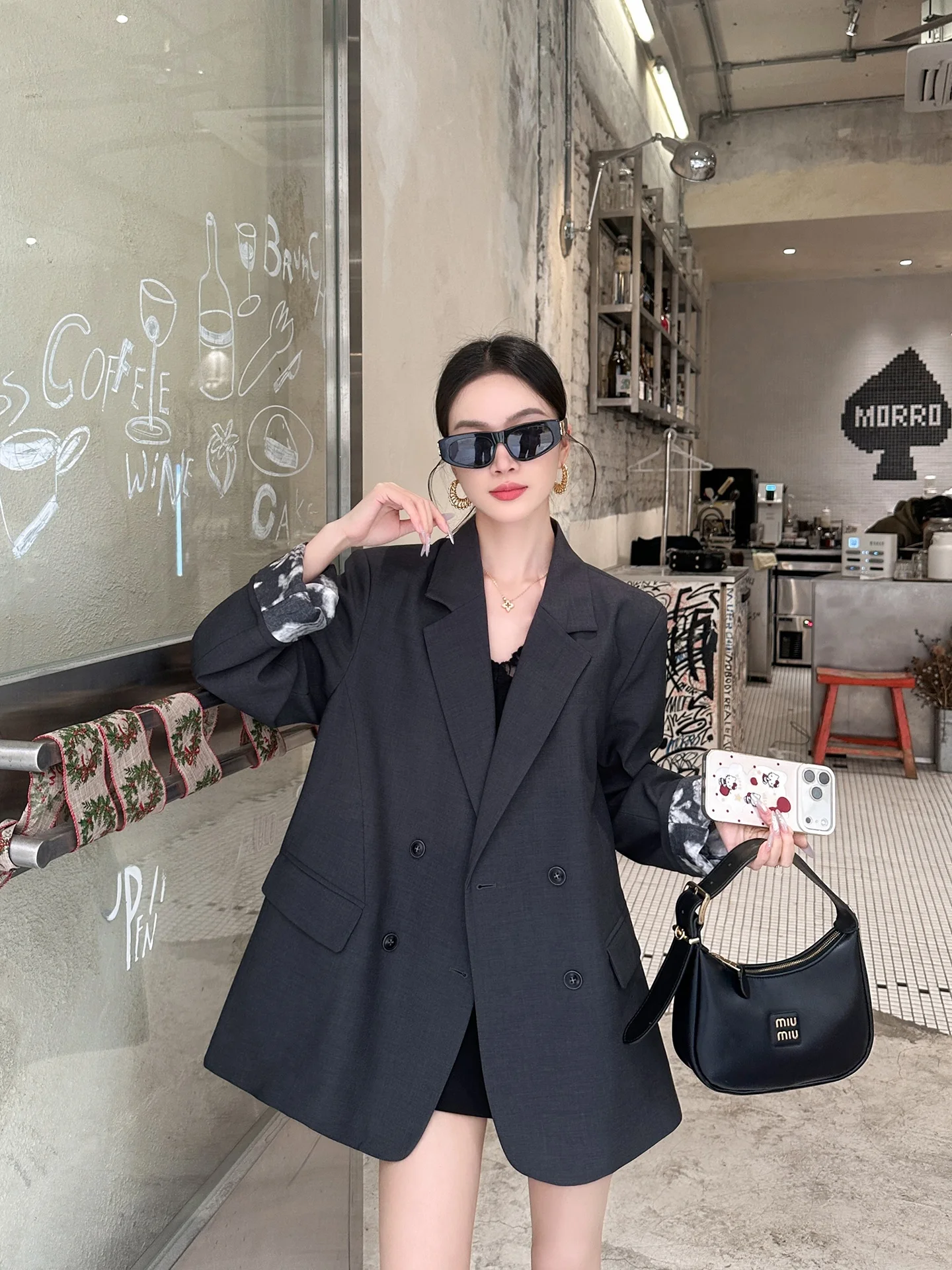 

Женский повседневный костюм Binguo ey Ombre с отложным воротником, весна 2026, новинка, элегантный, премиум-класса, верхняя одежда для работы, свободный крой, длинный рукав