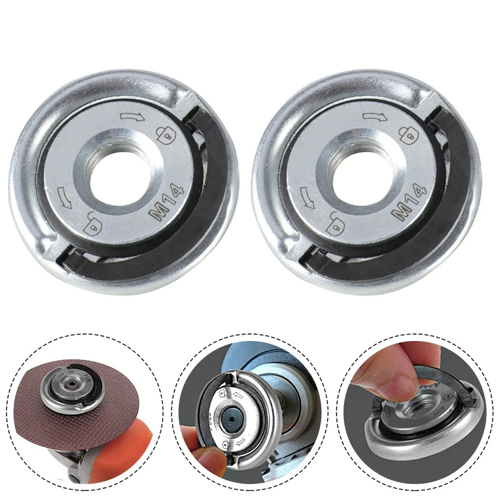

2× For M 14 Quick Release Self-Locking Grinder Pressing Plate Flange Nut Power Chuck M 14 Galvanized Grinder For Diamond Cutting
