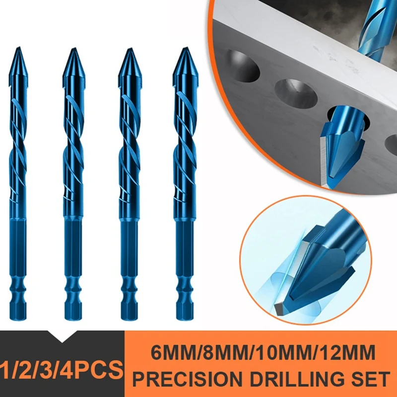 ดอกสว่านทรงกรวยเจาะแบบเบี้ยว4ชิ้นความแข็งสูง6-12มม. กระเบื้องแก้วเซรามิกเจาะหินแผ่นสามเหลี่ยม Mata Bor