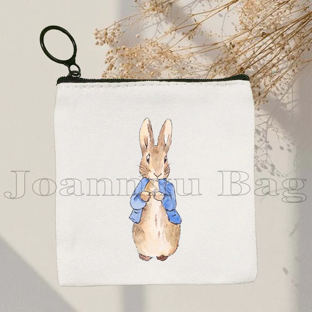 Cute Beatrix Potter Cartoon Peter Rabbit Anime Duck Carrots Kawaii Animal Manga Canvas Coin Purse Key Case Card Bag Wallet Pouch