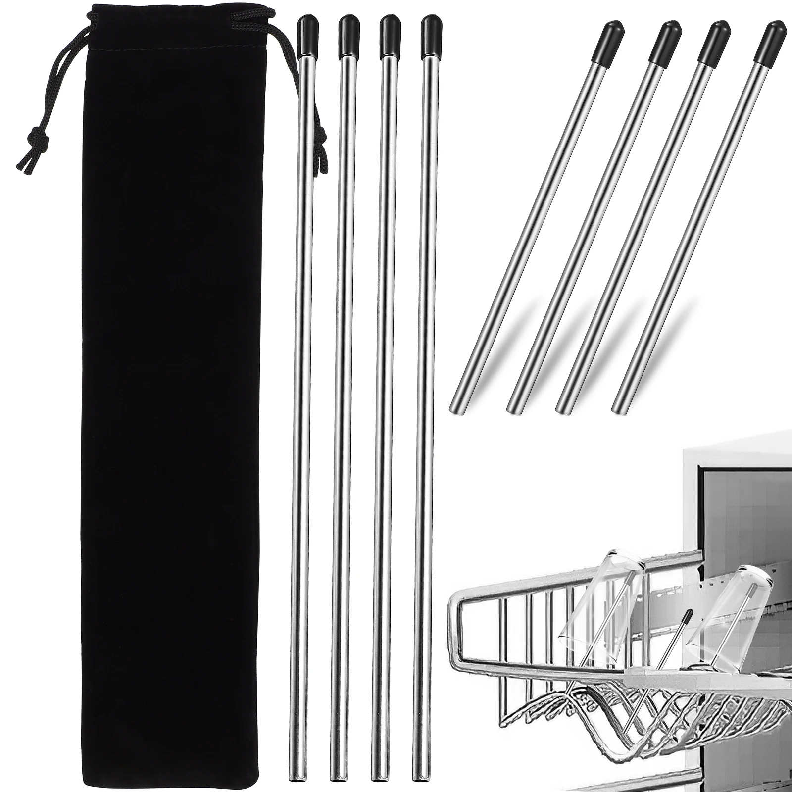 

8 pcs Drainer Dishwasher Stick Rack Glass Support Rod Stainless Glass Holder For Dishwasher Steel Non Rust-Compatible Storage