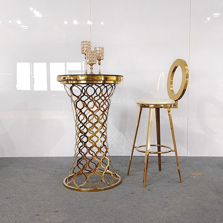 High Quality Gold Stainless Stain Bar Table Luxury Modern Table Wedding Decoration Cocktail Table