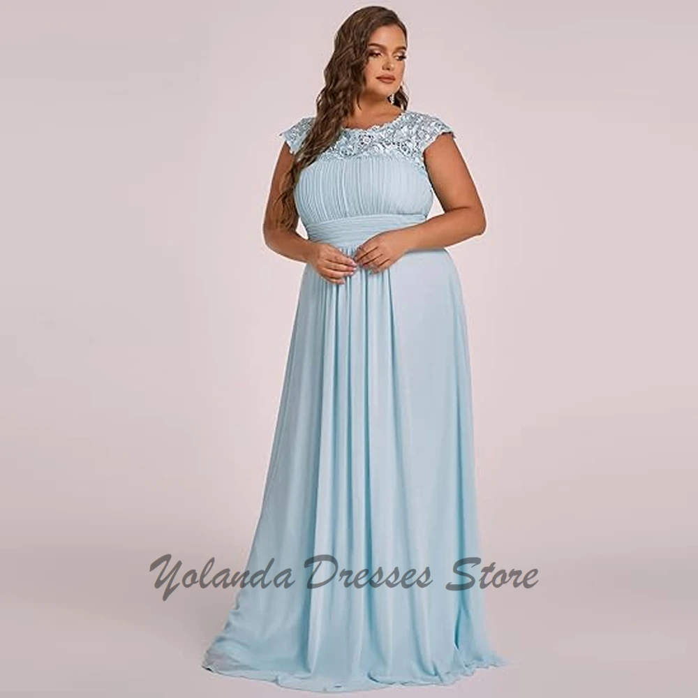 Customized Modern Plus Size Mother Of The Bride Scoop Neck Chiffon Formal Wedding Guest Dresses Floor Length Zipper Evening Gown