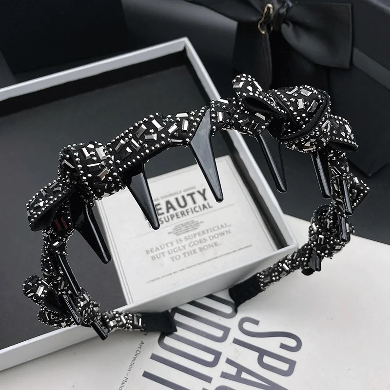 

Hairpin hoop women's fashion new butterfly band tooth broken hair compression head hoop high skull top drill hoop