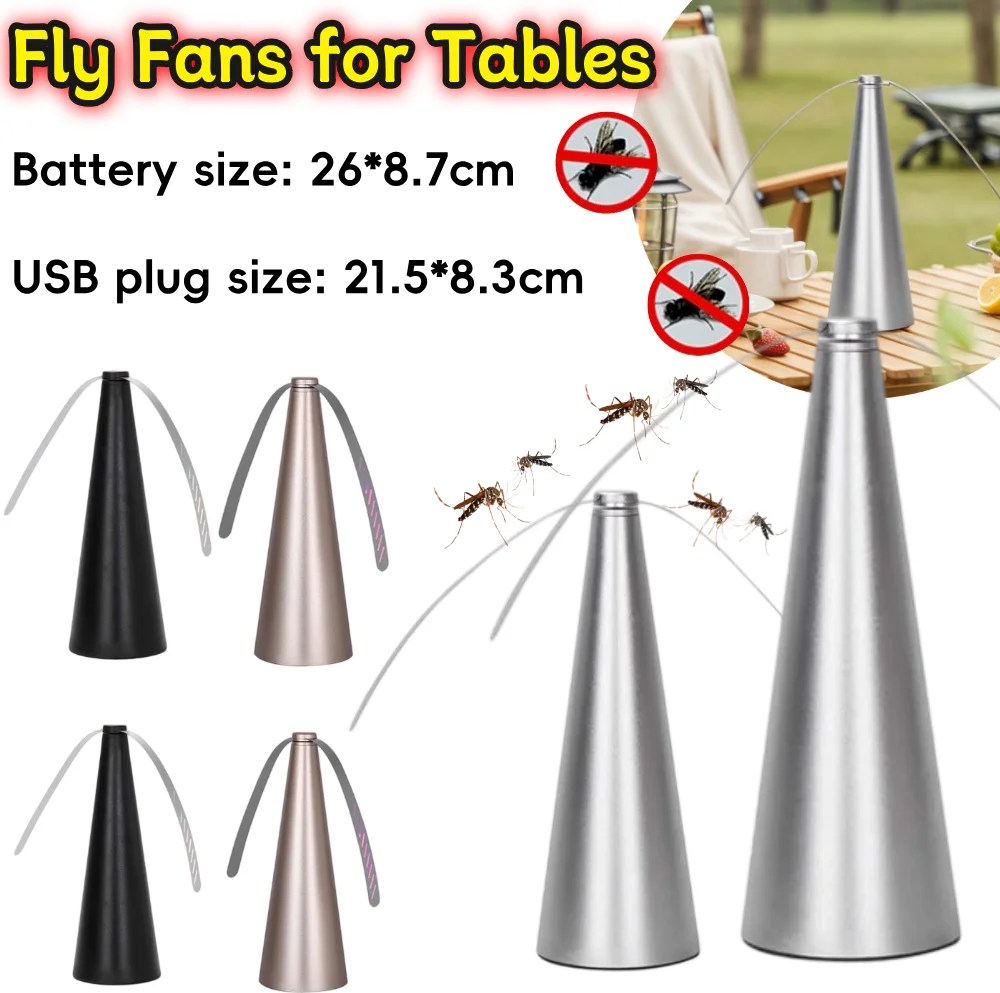 2Pcs Portable Fly Fans Fly Spinner for Table Fly Destroyer Keep Flies Bugs Away From Food Outdoor Kitchen Fly Repellent Fan