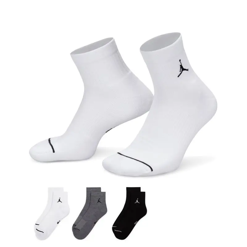 Nike Air Jordan Socks, Three Pairs, Unisex Casual Socks, Simple, Comfortable, Breathable Sports Socks, Basketball Training Mid-Calf Socks Dx9655-911