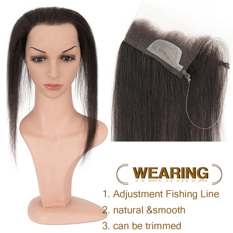 13X2 بوصة المنسوجة يدويا الشعر البشري الدانتيل أمامي للنساء Receding خط الشعر توبر الجبين شعري مع تعديل خط الصيد #5