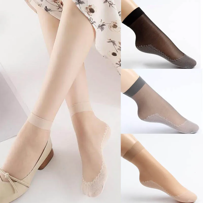 

5 Pairs Women Socks Harajuku Velvet Silk Cotton Bottom Supper Soft Ultrathin Comfortable Transparent Casual Breathable Socks