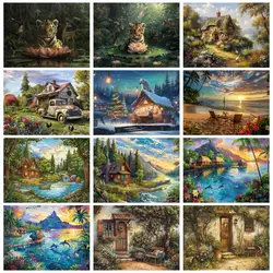 RUOPOTY DIY Diamond Painting Full Round/Square Embroidery Rhinestone Rural Cottage Modern Tiger Wall Decoration Painting