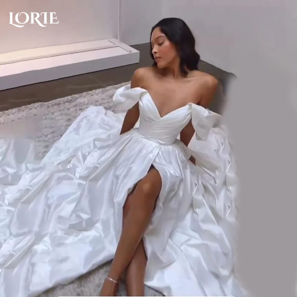 

LORIE Spagetti Straps Wedding Dress Elegant Side Slit Square Neck A-LINE Bride Gown Customized Bride Dress vestidos de novia2026