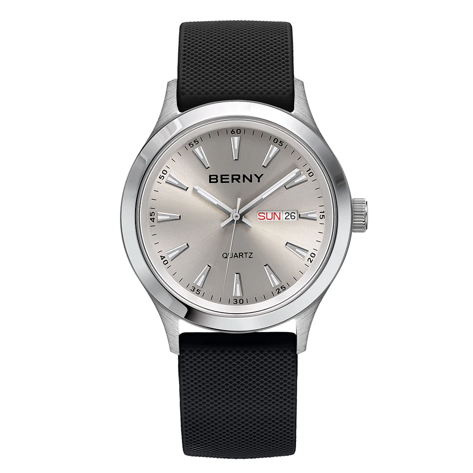 BERNY Uhren für Herren, 40 mm, leuchtende Eleganz, Kleid, Quarzuhr, Kalenderwoche, luxuriös, wasserdicht, lässig, Business-Herren-Armbanduhr