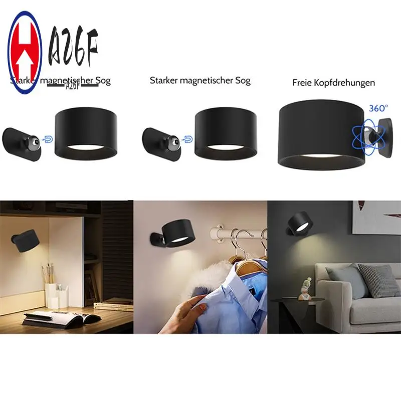 

A26F-Wall Light Indoor USB Rechargeable Remote Control Cordless Wall Mounted Sconce Lights For Bedroom Reading Lamp White
