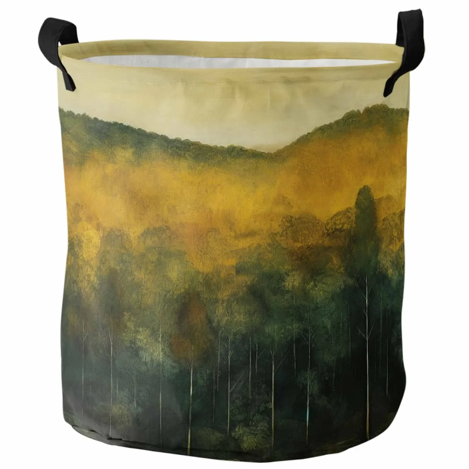 Forest Trees Sky Laundry Basket Portable Foldable Household Laundry Storage Bag Oxford Cloth Dirty Clothes Basket