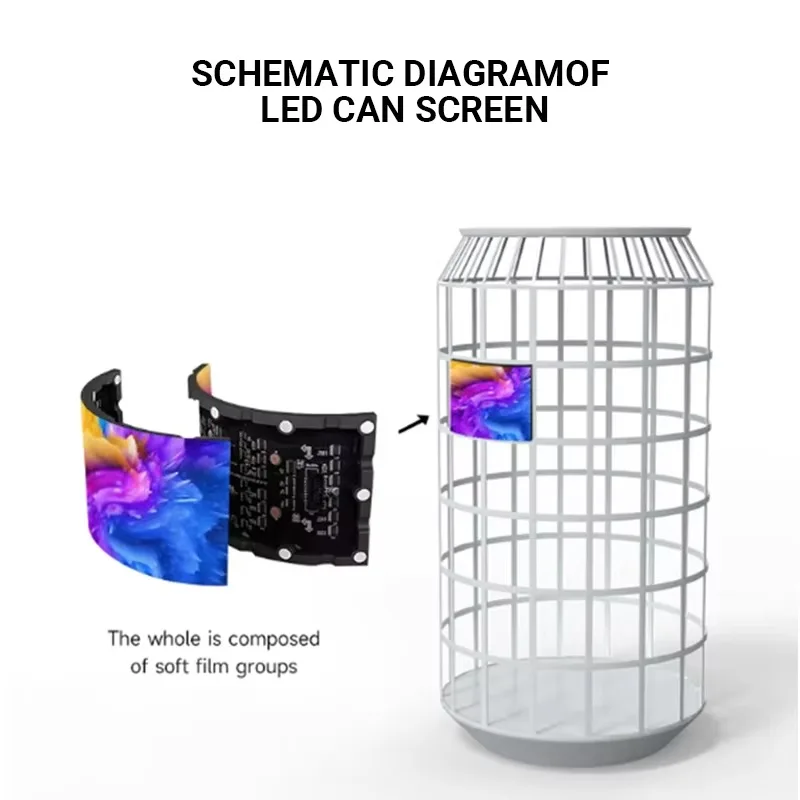 P2 Full Color Flexible Beer Can LED Screen 258x394mm Digital Signage Commercial Advertising Display Panel