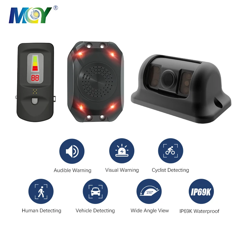 

2025-MCY BSIS LED Sound and Light Alarm Box Blind Spot Detection AI Video Camera Human Detection AI Side Camera for Truck