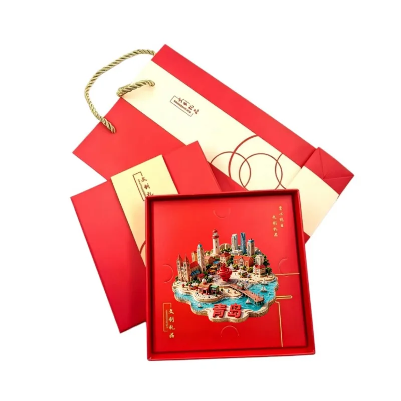 Qingdao Metal Fridge Magnet 3D Relief Creative Refrigerator Decor Cultural Tourism Souvenir Commemorative Collectible Keepsake