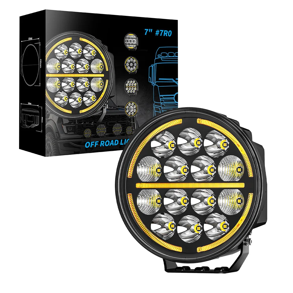 

1 шт. 7-дюймовый круглый внедорожный светодиодный рабочий фонарь с прожектором DRL, дальний фонарь для грузовика, 4x4, дополнительный свет, обновленная фара