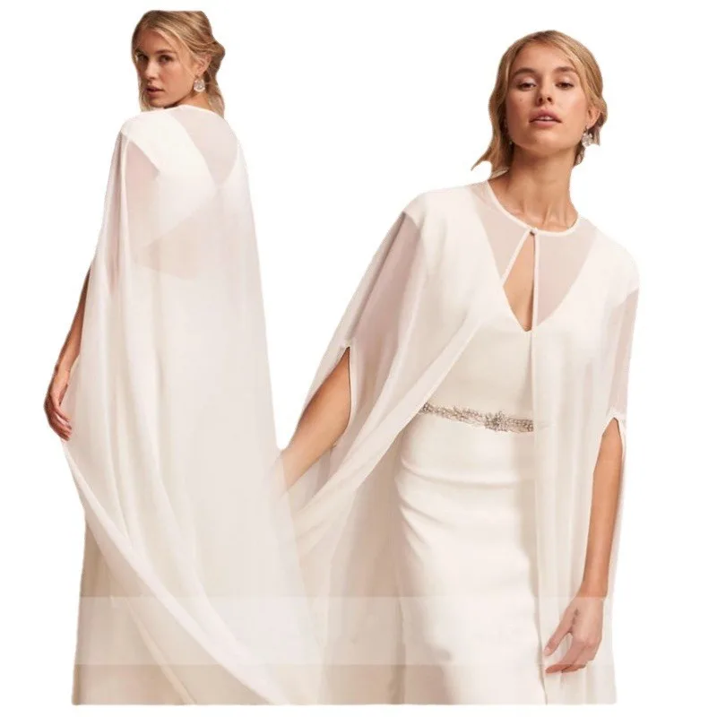 European and American chiffon shawl cape stage performance outdoor photo wedding photography cape long cape dress up