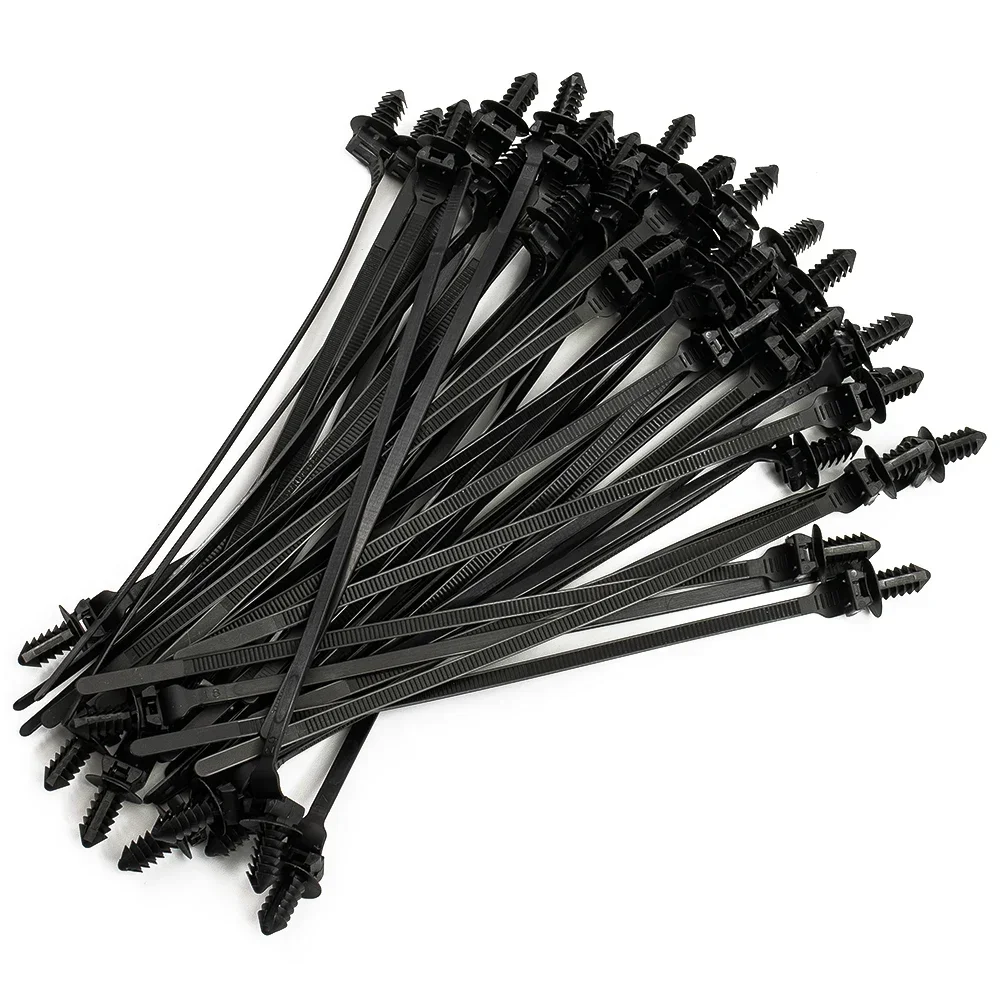 50x Nylon Push Clips Wire Tie Released Zip Straps Car Pipe Cable Fastener Bundle Cable Tie Bundled Wire Band Strap Clip