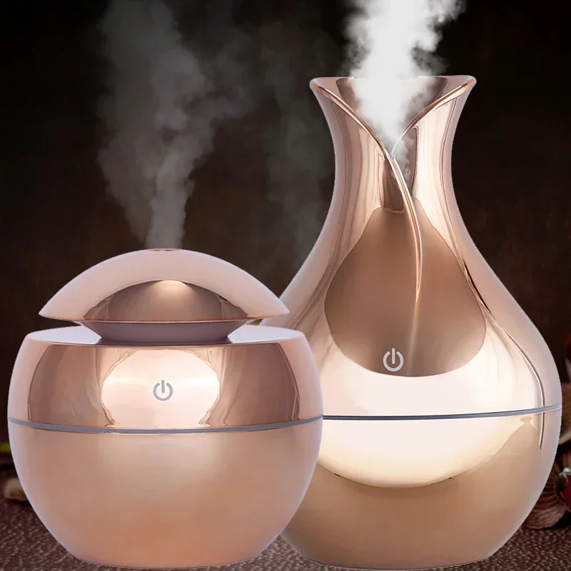 

USB aroma oil diffuser wood electric humidifier 130ml ultrasonic air humidifier mini aromatherapy LED light mist maker for home