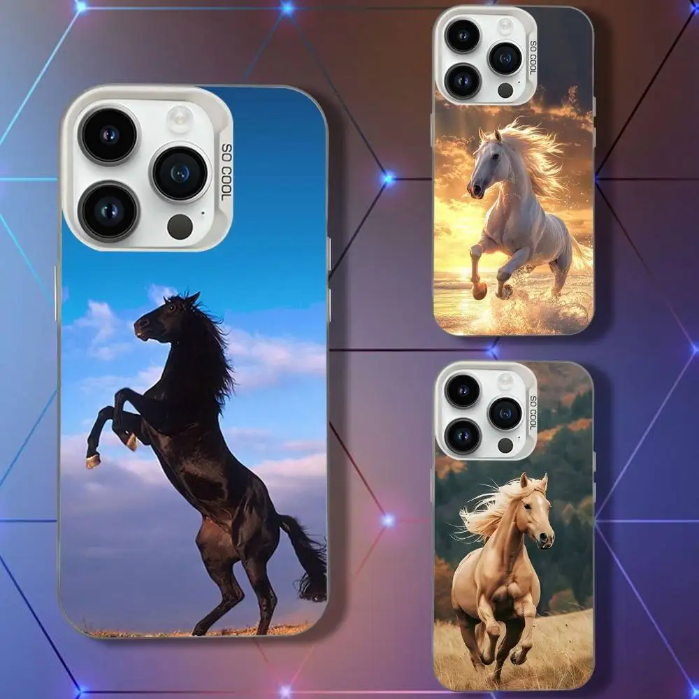 

Cool Horse Phone Case For iPhone 16,15,14,13,12,11,Pro,XS,Max,Plus,Mini,SE White Candy Matte Shockproof Cover