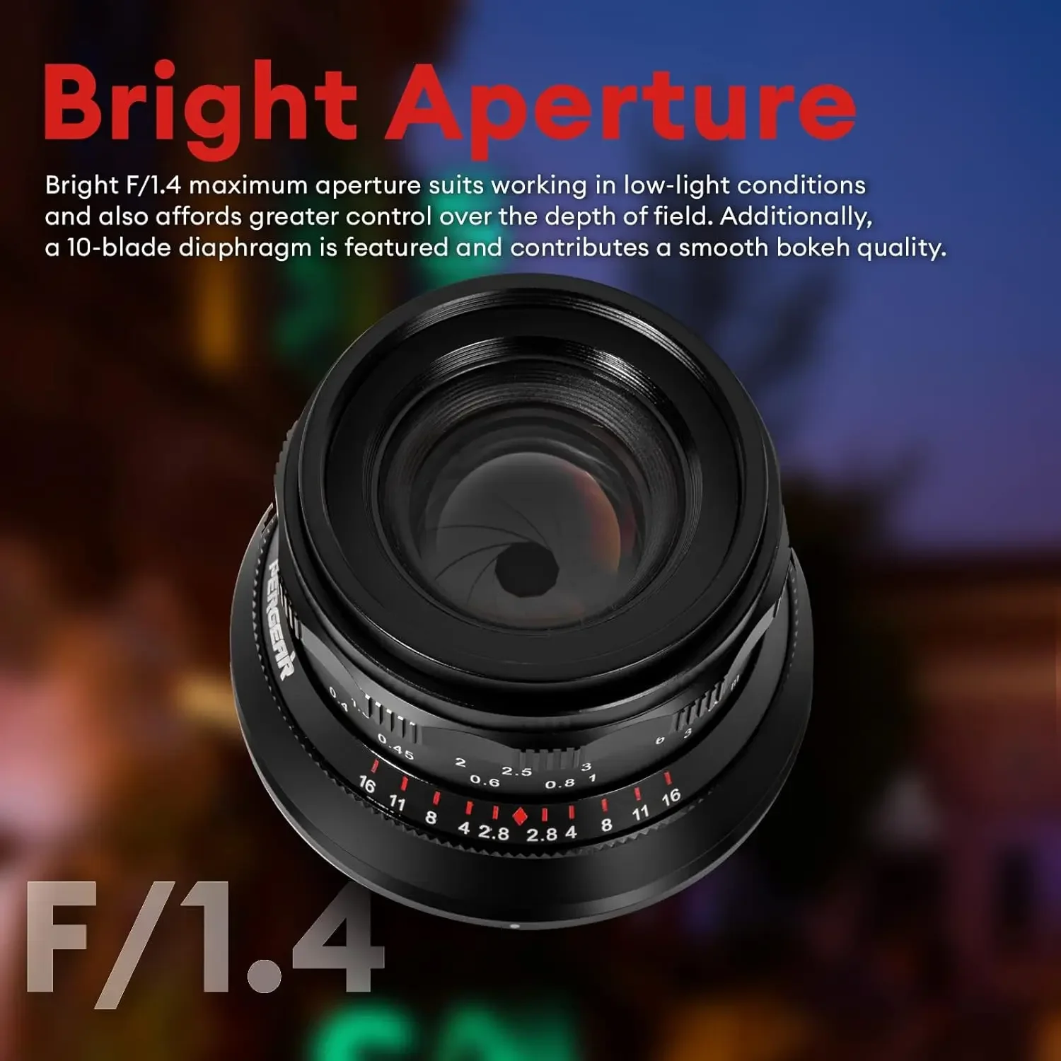 PERGEAR 35mm F1.4 Full-Frame Manual Focus Lens Compatible with Sony E-Mount Cameras A7 A7II A7III A7R A7RII A7RIII A7RIV Black