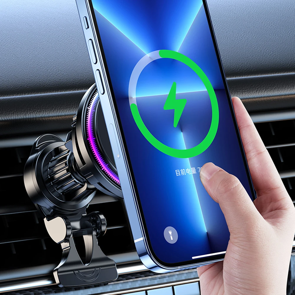 15 Вт магнитное охлаждение телефона автомобильное зарядное устройство беспроводная зарядка быстрое зарядное устройство автомобильный держатель телефона охлаждающее крепление для iPhone 16/15/14/13/12