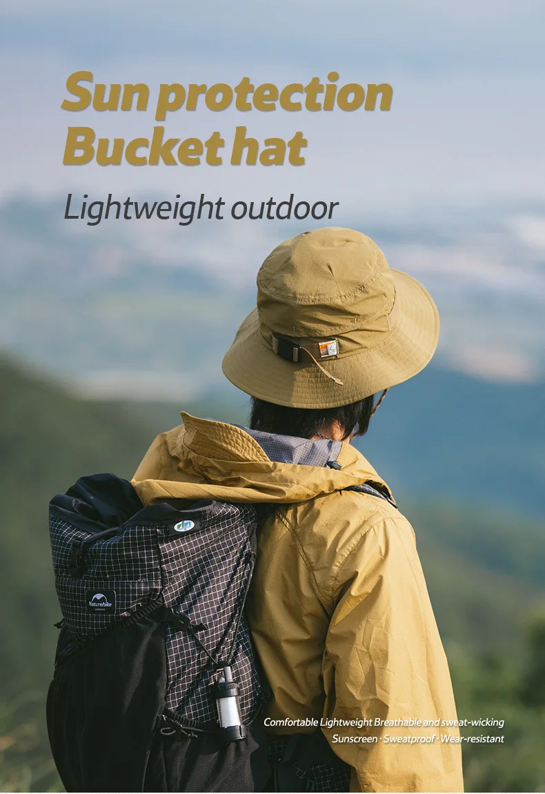 Naturehike-Outdoor Camping Lightweight Sun Protection Bucket Hat, UV, Comfortable, Breathable, Sun-Proof, Fishing Hat