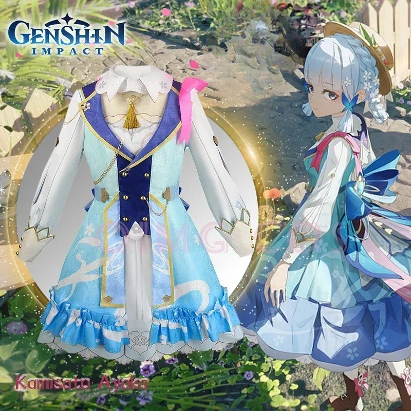

Springbloom Missive Kamisato Ayaka Cosplay Costume Genshin Impact Carnival Uniform Wig Anime Costumes Halloween Game New Skin