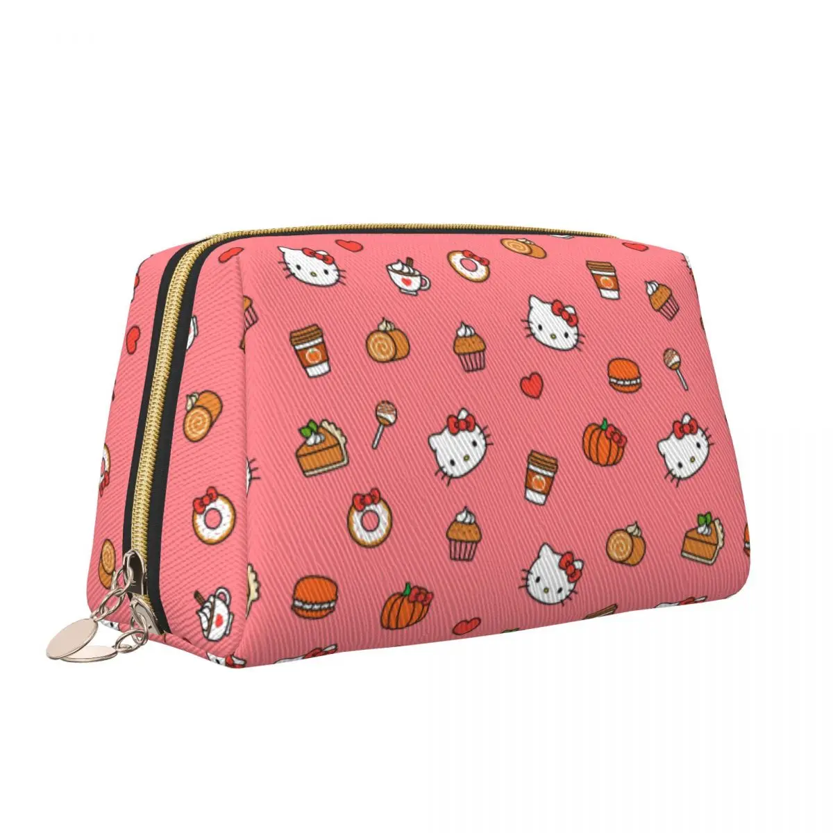 Fashion Girl Cosmetic Bag Hello Kitty Leather Makeup Bag Accessories Large Capacity Zipper Beauty Toiletry