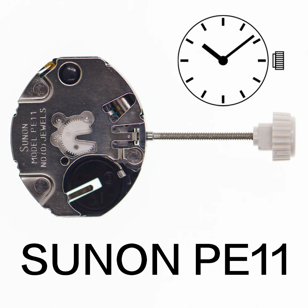 Sunon-PE11時計修理部品、2つの手中国クォーツムーブメント、PCBムーブメントへの安価な代替品