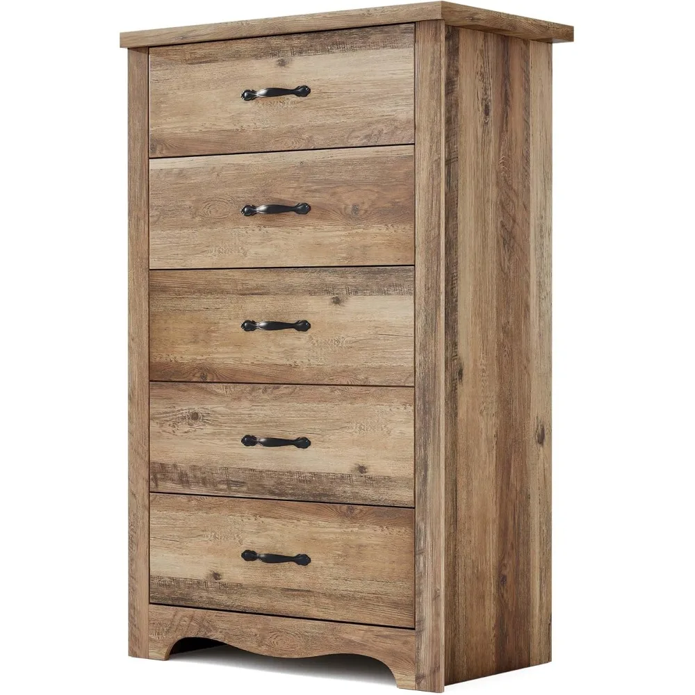 

5 Drawers Dresser for Bedroom, Wood Bedroom Dresser Modern Drawer Chest, 5 Chest of Drawer, Tall Dresser for Closet