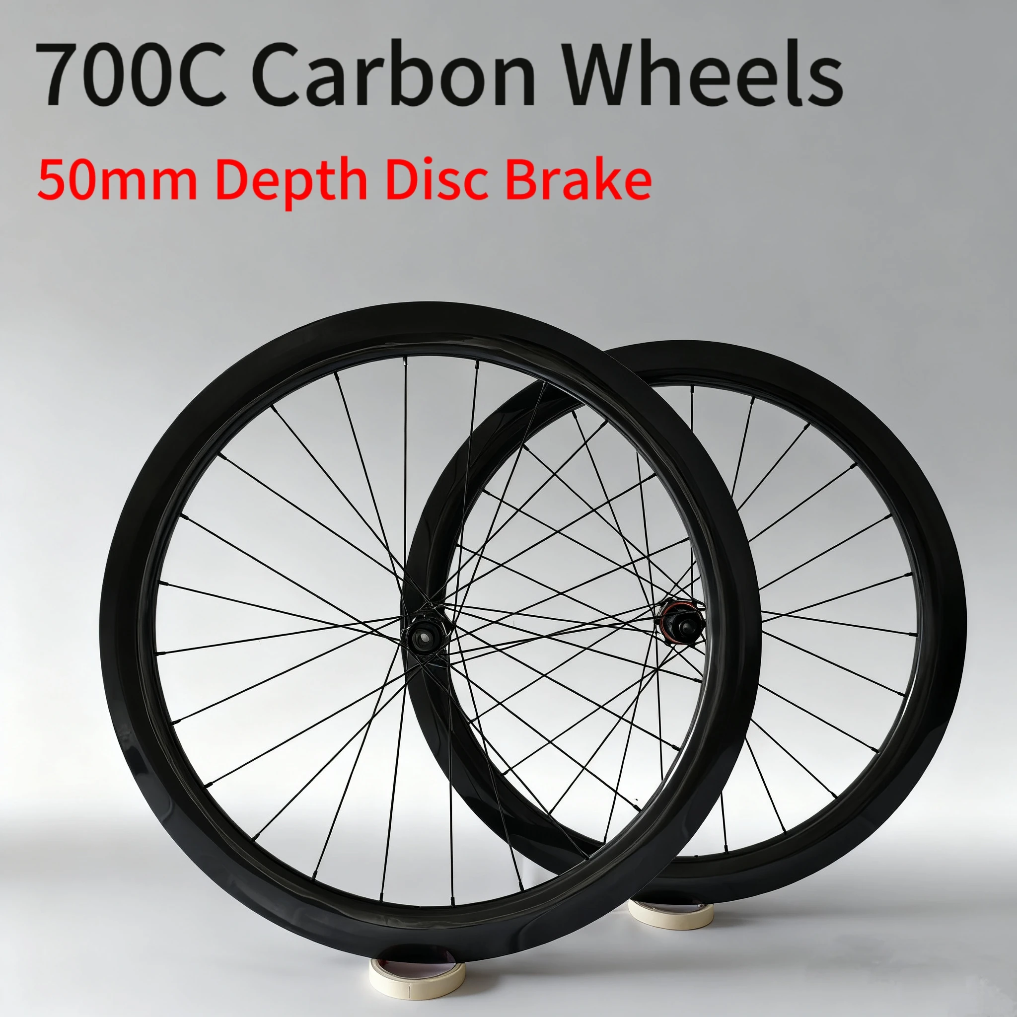 50mm Depth 700c Carbon Wheelset Disc Brake Center Lock Hub Carbon Wheels for Road Bikes Clincher Tubeless Carbon Rims
