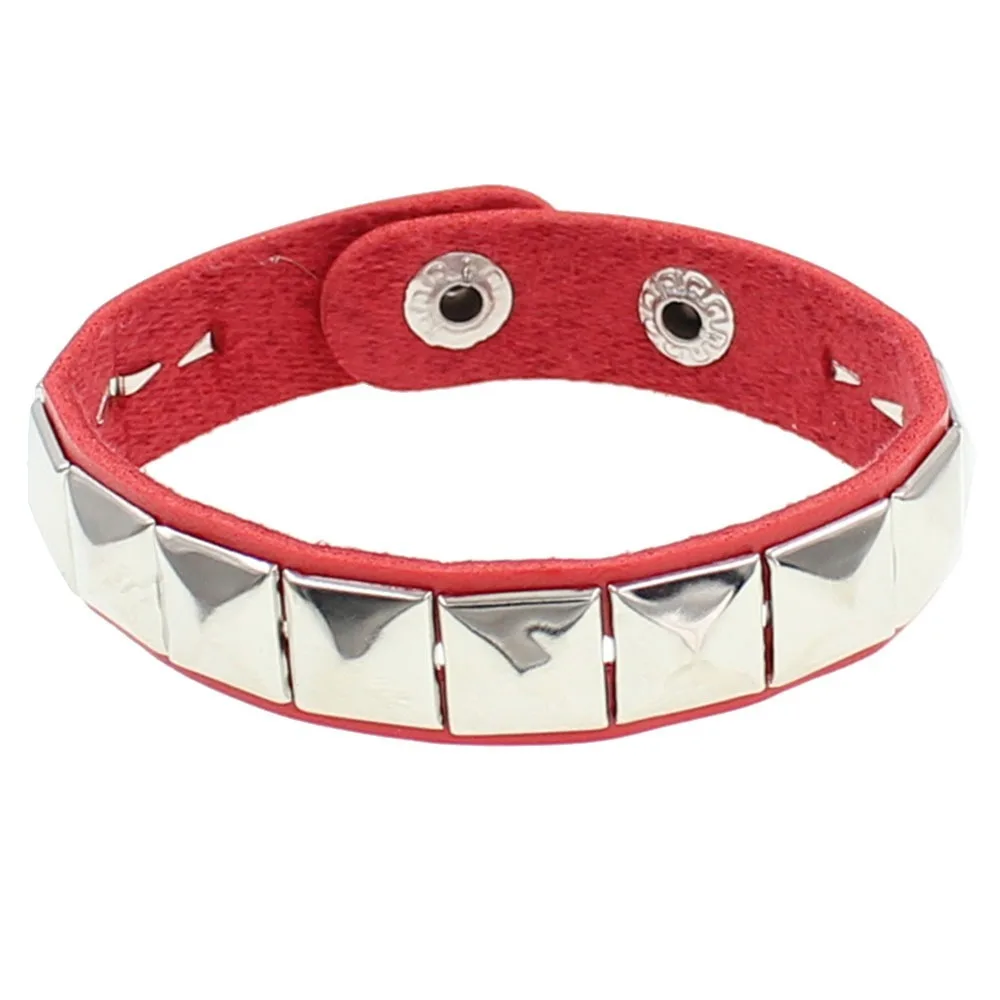 Punk Hip-hop Single Row Square Rivet Bangles Fashion Rock Opening Adjustable Couple Wristband for Women Men Jewelry Accessories image 3