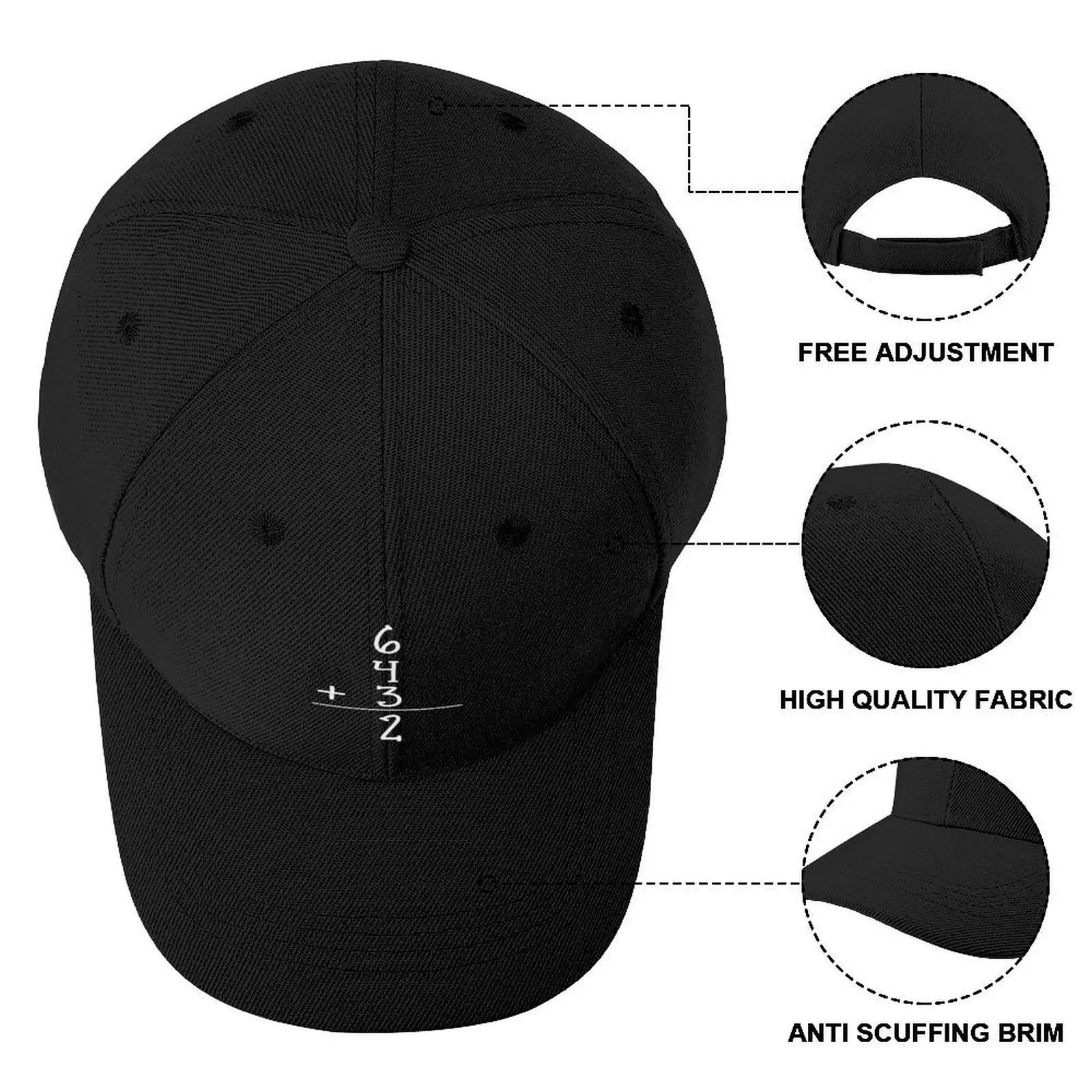 Casquette de baseball personnalisée pour hommes et femmes, double jeu, 6 + 4 + 3 = 2, double jeu de maths, cadeau de joueur de baseball amusant, chapeau de plage