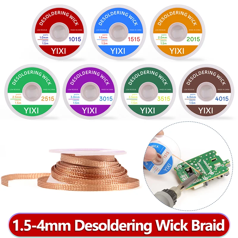 Diy Electronics Flux - はんだ除去用ウィックブレイド 1/2/5個入り 1.5mm-4mm 銅製はんだ除去ワイヤー フラックス BGA