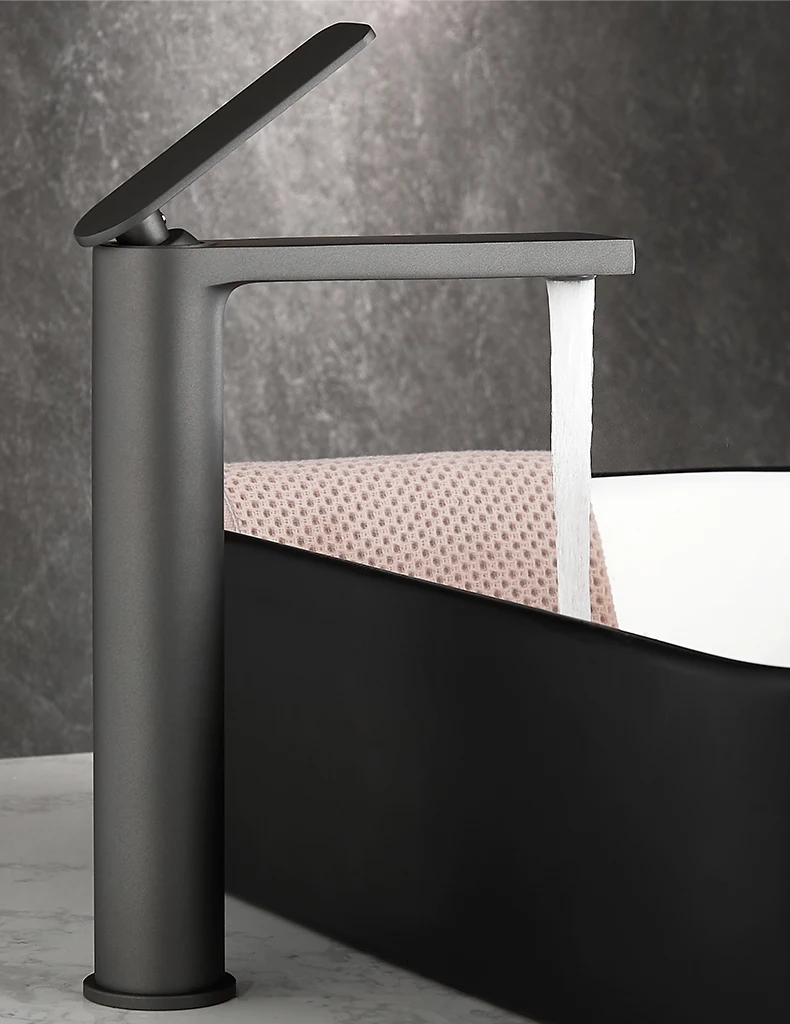 Bathroom White/Gray Bronze Solid Brass Luxury Basin Sink Tall Faucet Single Handle Water Mixer Bath Tap High And Short Style