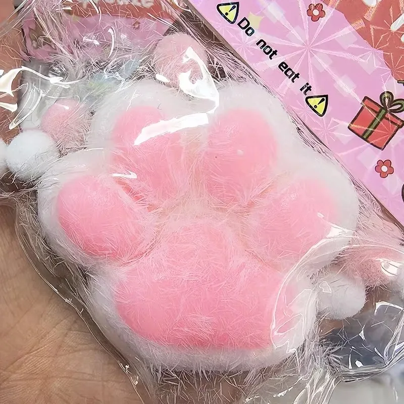 

Handmade Flocking Cat's Paw Stress Relief Toy Mochi Slow Rebound New Fidget Toy Birthday Party Gift