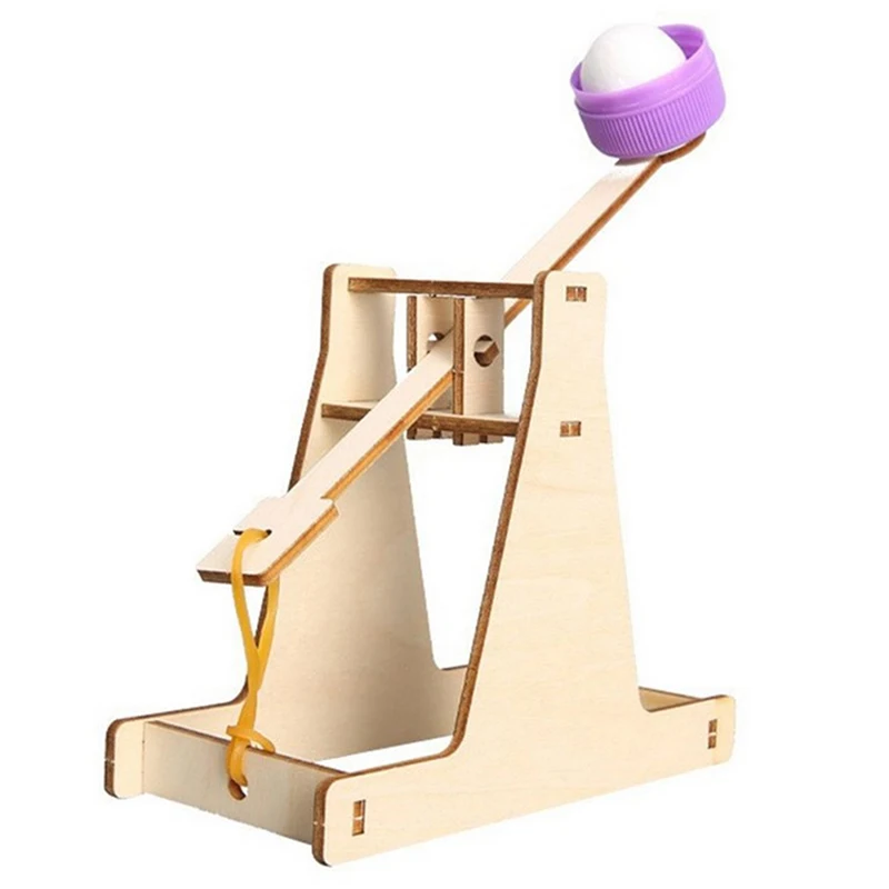 DIY Assembly Wooden Trebuchet  Vehicle Model Kits Children Kids Scientific Experiment Small Physical Invention Toy Gift