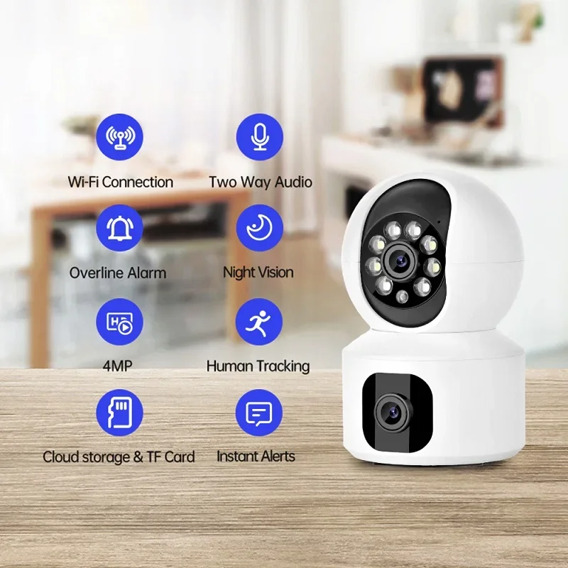 ICSEE 4K 8MP Dual Lens 2K 4MP Wifi IP PTZ Dome Indoor Auto-Tracking Two Way Audio Security Surveillance Color Night Vision