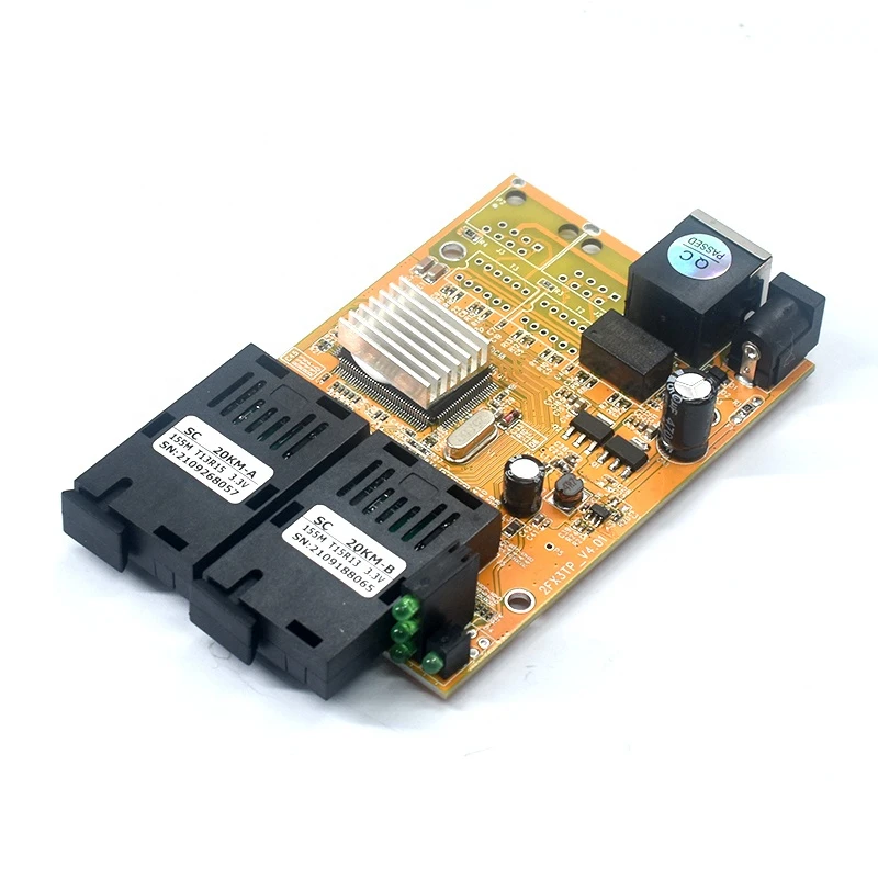 

2F1E Passive POE PCB Fiber Optical Media Converter 10/100M 1 RJ45 and 2 SC fiber Port PCBA